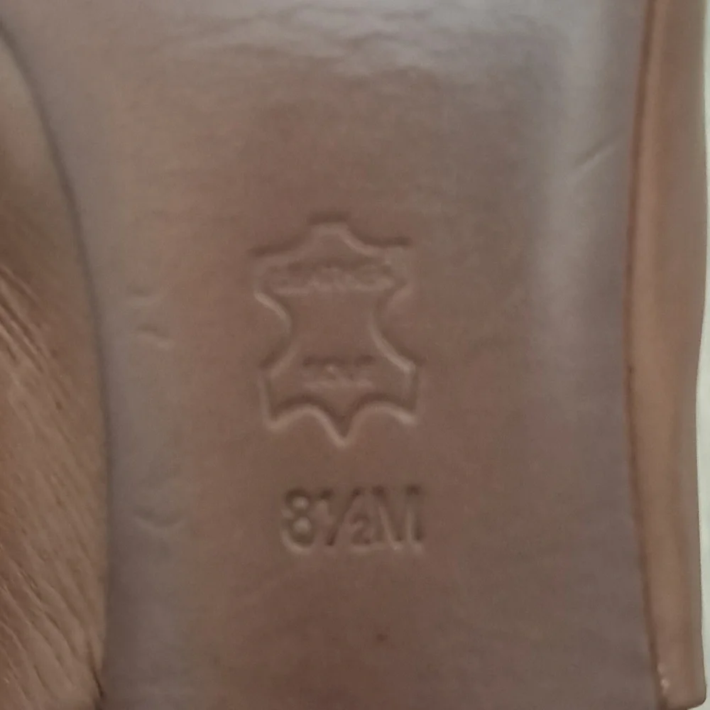 Tory Burch Slingback Saddle Leather Block Heal Mule Sandle Mushroom Size 8.5